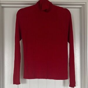 Valerie Stevens 100% Silk Ribbed Turtleneck – Red